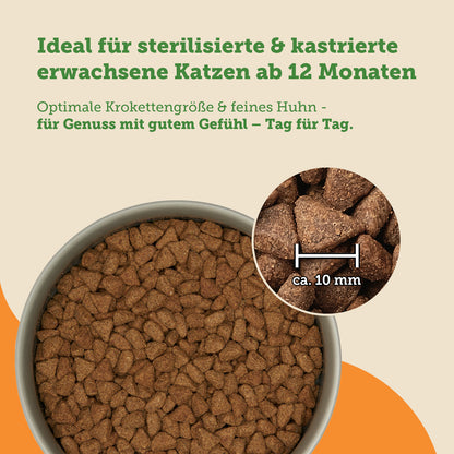 mera Cats Nature Sterilised Light Huhn Trockenfutter Kroketten